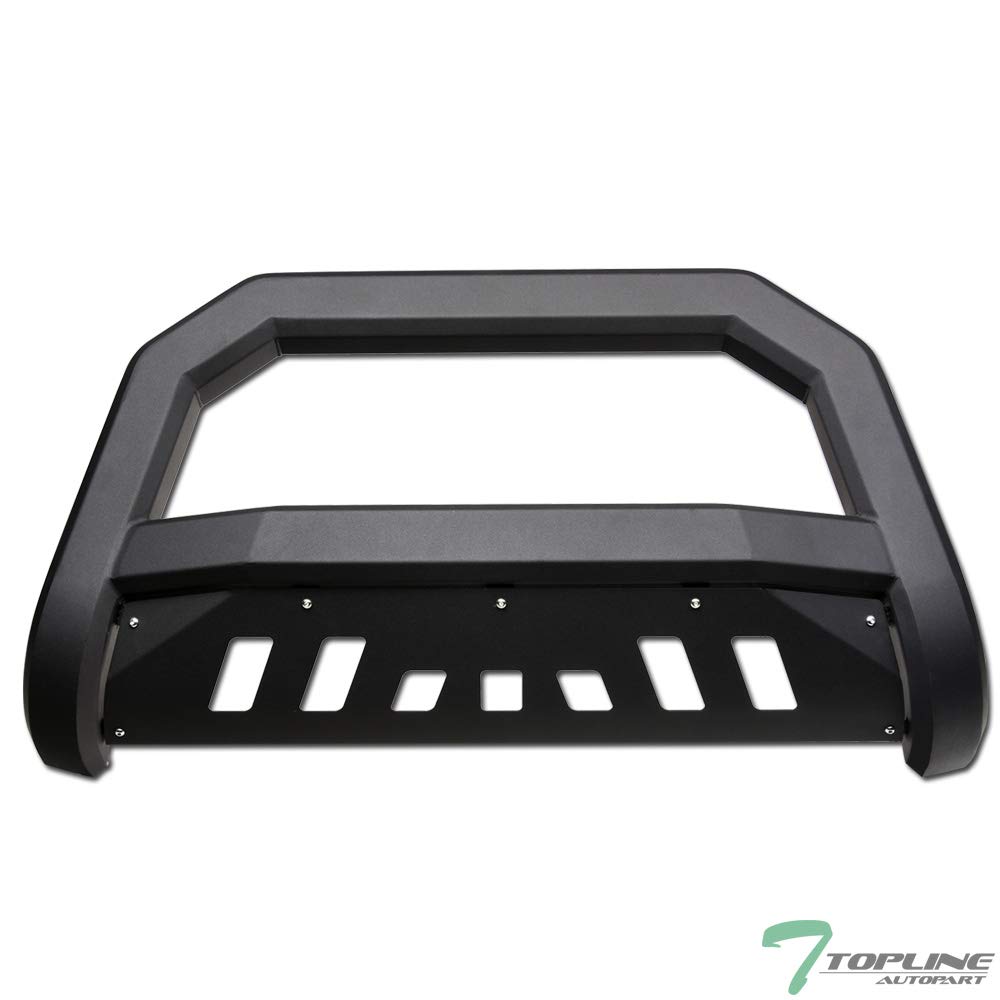 Matte Black AVT Style Bull Bar Brush Guard Front Bumper Grille Guard with Skid Plate for 2011-2019 Ford Explorer - Off-Road Protection & Truck Accessories for Adventure & Daily Driving