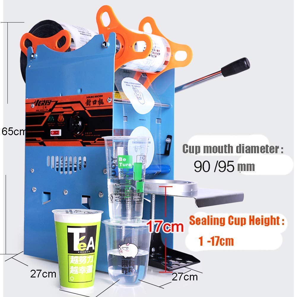 220V 270W Semi-Automatic Electric Sealing Machine for Plastic Cups - Coffee, Milk Tea & Smoothies Sealer (300 Cups/Hour) | Perfect for Bubble Tea Shops, Cafés & Drink Businesses