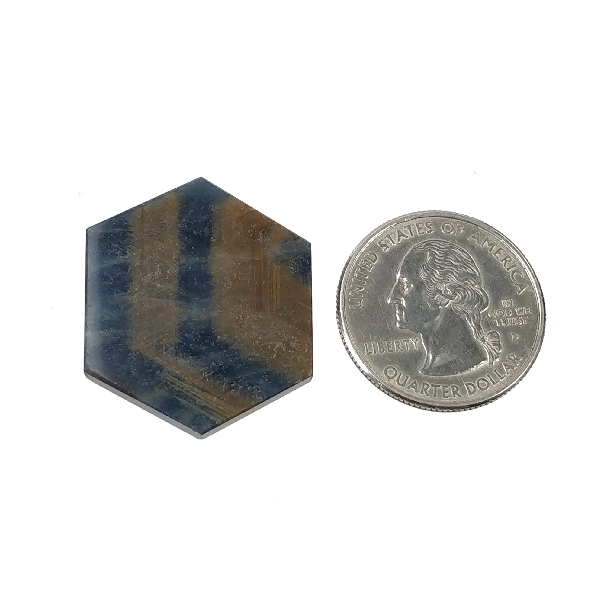 Natural Untreated Golden Brown Bi-Color Sapphire Hexagon Slice - 36.15cts, 26x31mm Flat Gemstone for Jewelry Making, Wire Wrapping & Mineral Collection (Ideal for Pendants, Earrings & DIY Craft Projects)