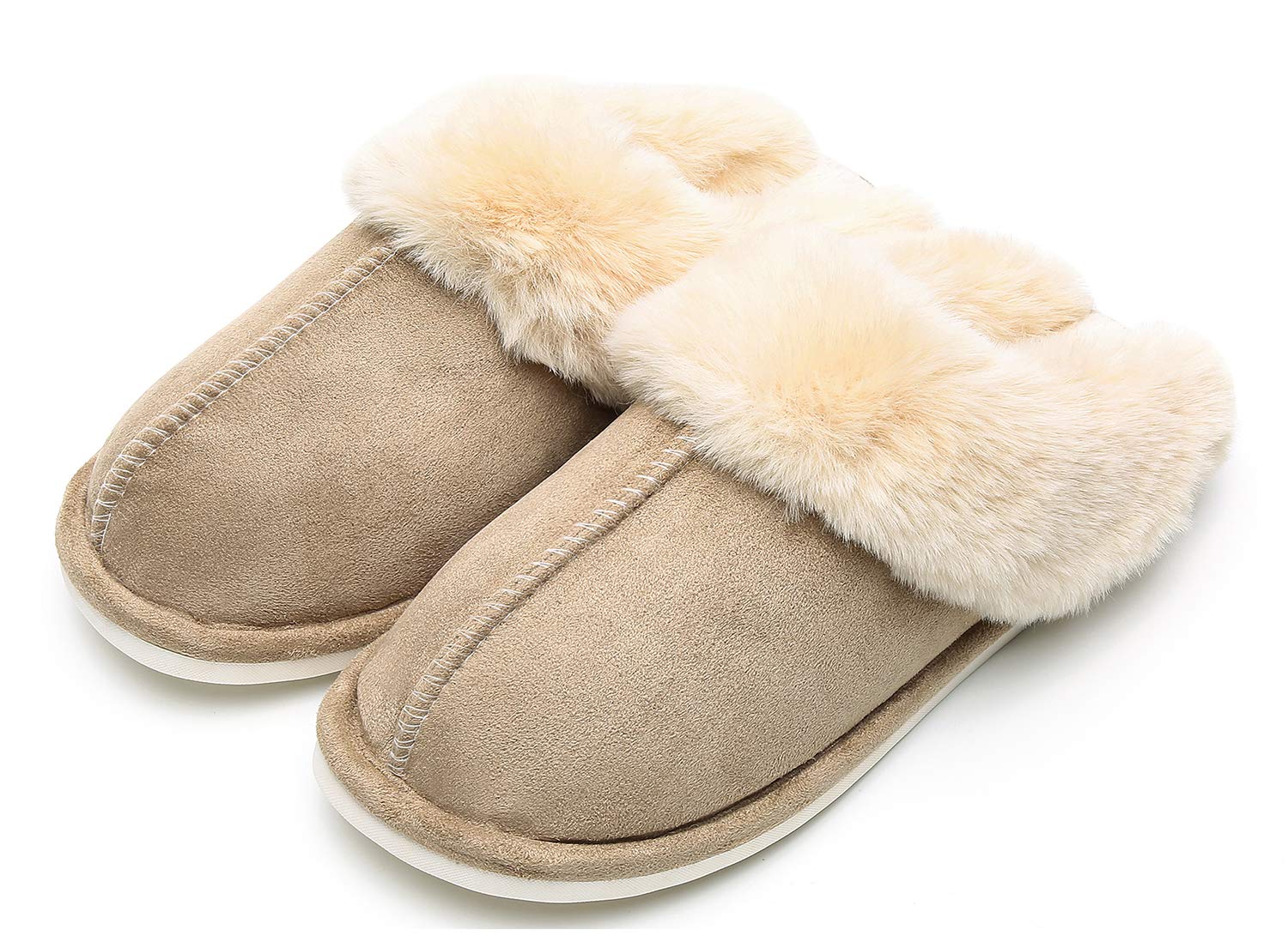 Epsion Women's Winter Warm Slippers - Faux Fur Fluffy House Shoes with Suede Plush Lining & Anti-Skid Sole for Indoor/Outdoor Use - Cozy Home, Office, and Travel Comfort