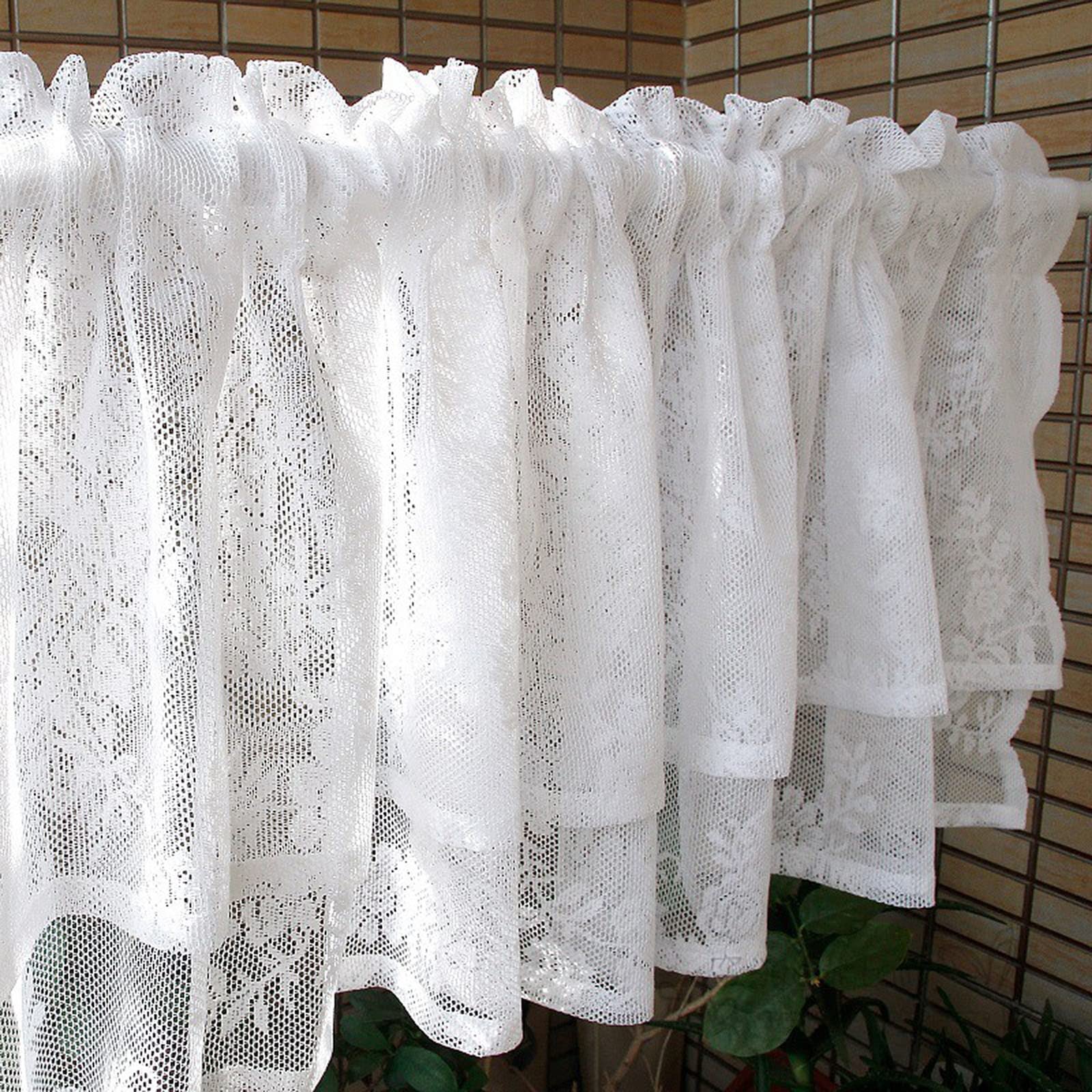 Vintage Double Layer Lace Window Curtain - 1 Piece Half Curtain Valance with Rod Pocket, Voile Sheer Drapes for Kitchen, Dining Room, Bathroom or Room Divider - Perfect for Adding Elegant Privacy and Decorative Touch to Small Windows