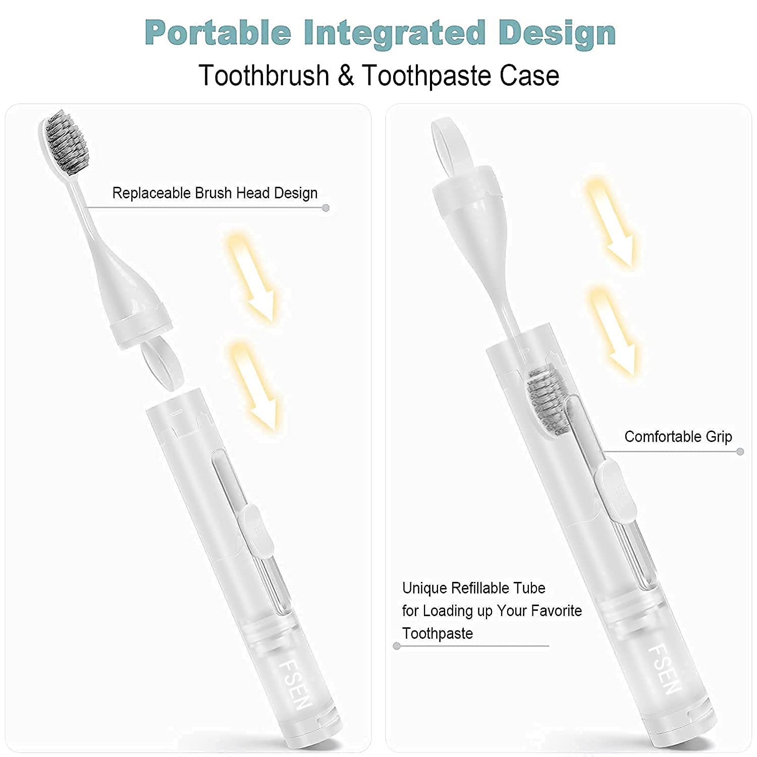 Portable Foldable Travel Toothbrush with Built-in Toothpaste Container - Soft Bristles for Gentle Cleaning - Ideal for Travel, Camping, School & Business Trips (Blue) - Perfect for On-the-Go Oral Care Anywhere