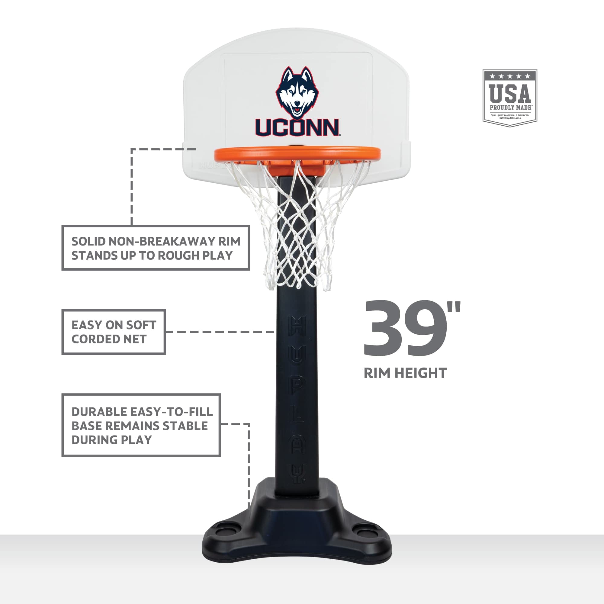 Huplay Rookie Team Portable Basketball Hoop Set - Adjustable Height for Kids & Adults - Indoor/Outdoor Backboard with Ball & Pump - Perfect for Driveway, Backyard, and Gym Training