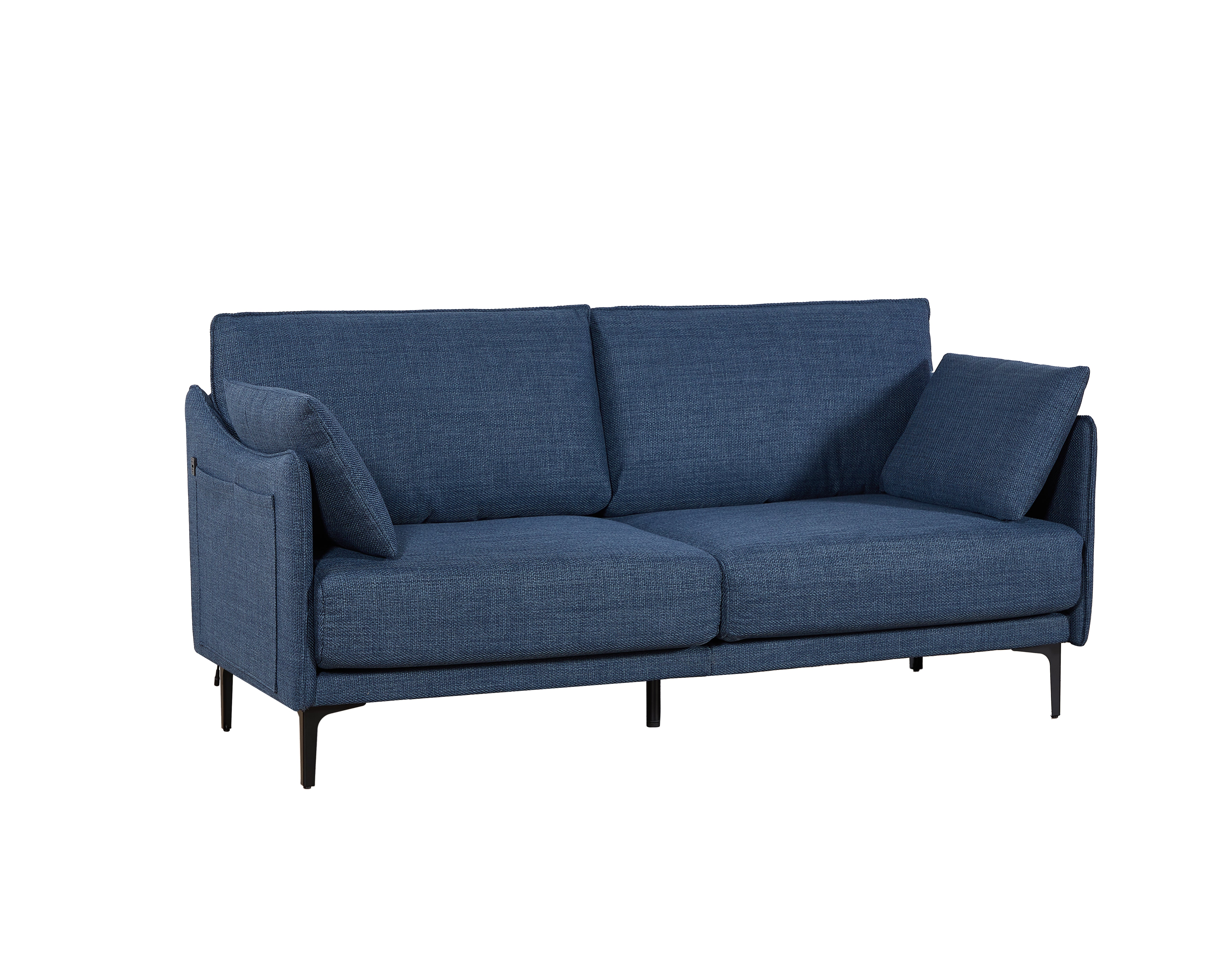 2.5 Seater Sofa with USB Charging Port & 2 Pillows - Modern Living Room, Bedroom, Office Furniture with Metal Legs | Perfect for Small Spaces, Apartments & Home Decor
