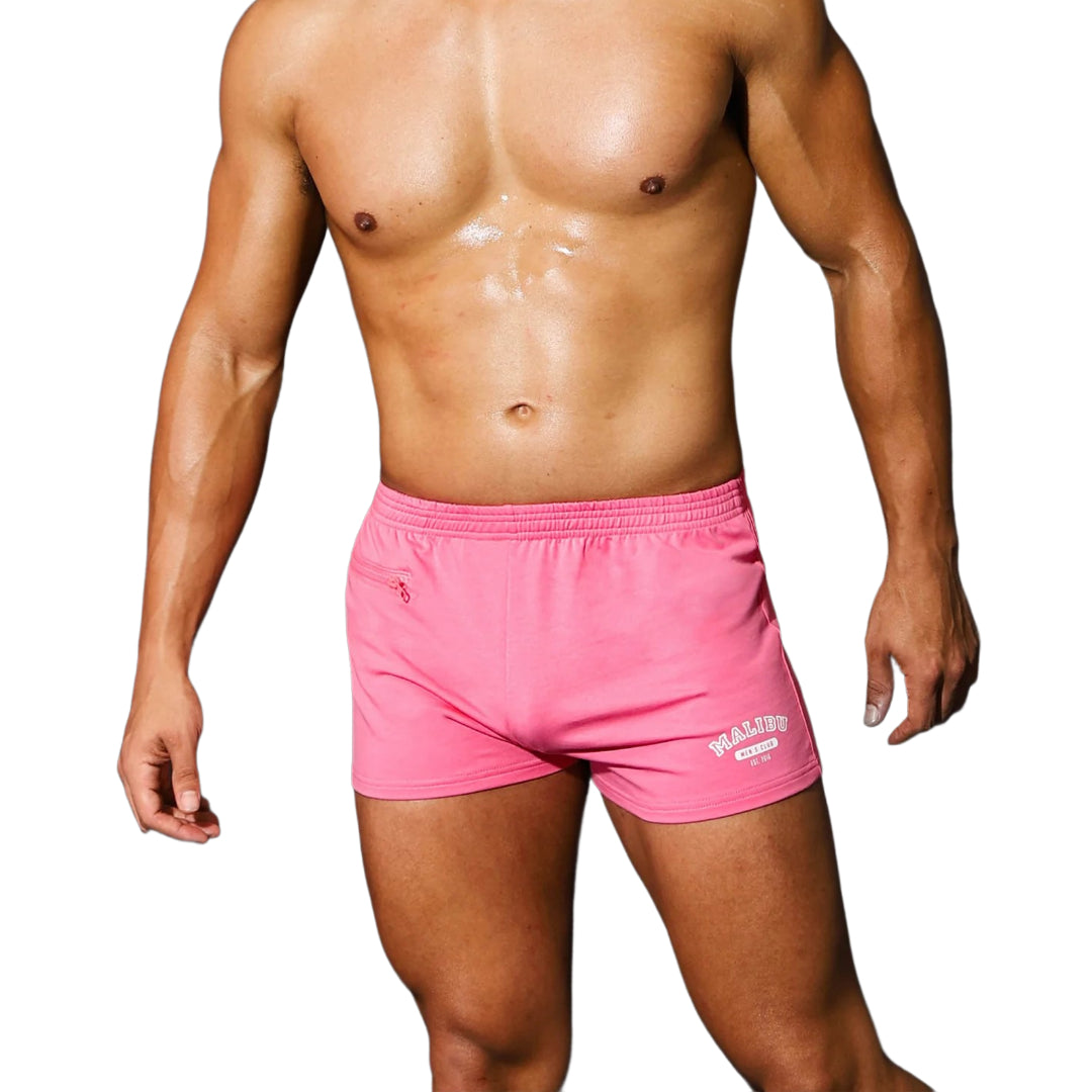 JJ Malibu Varsity 2 Shorts with Zipper Pocket - Bubblegum Pink | Comfortable Athletic Shorts for Running, Gym & Casual Wear