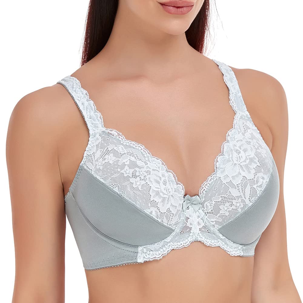 Plus Size Women's Minimizer Bra - Full Coverage Underwire Unlined Lace Bras for Comfort & Support | Perfect for Everyday Wear & Special Occasions