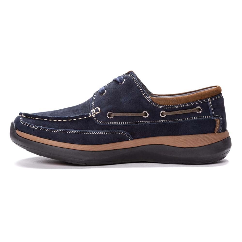 Propet Men's Pomeroy Boat Casual Shoes - Comfortable Slip-On Deck Shoes for Men, Navy Blue - Perfect for Boating, Walking, and Casual Wear