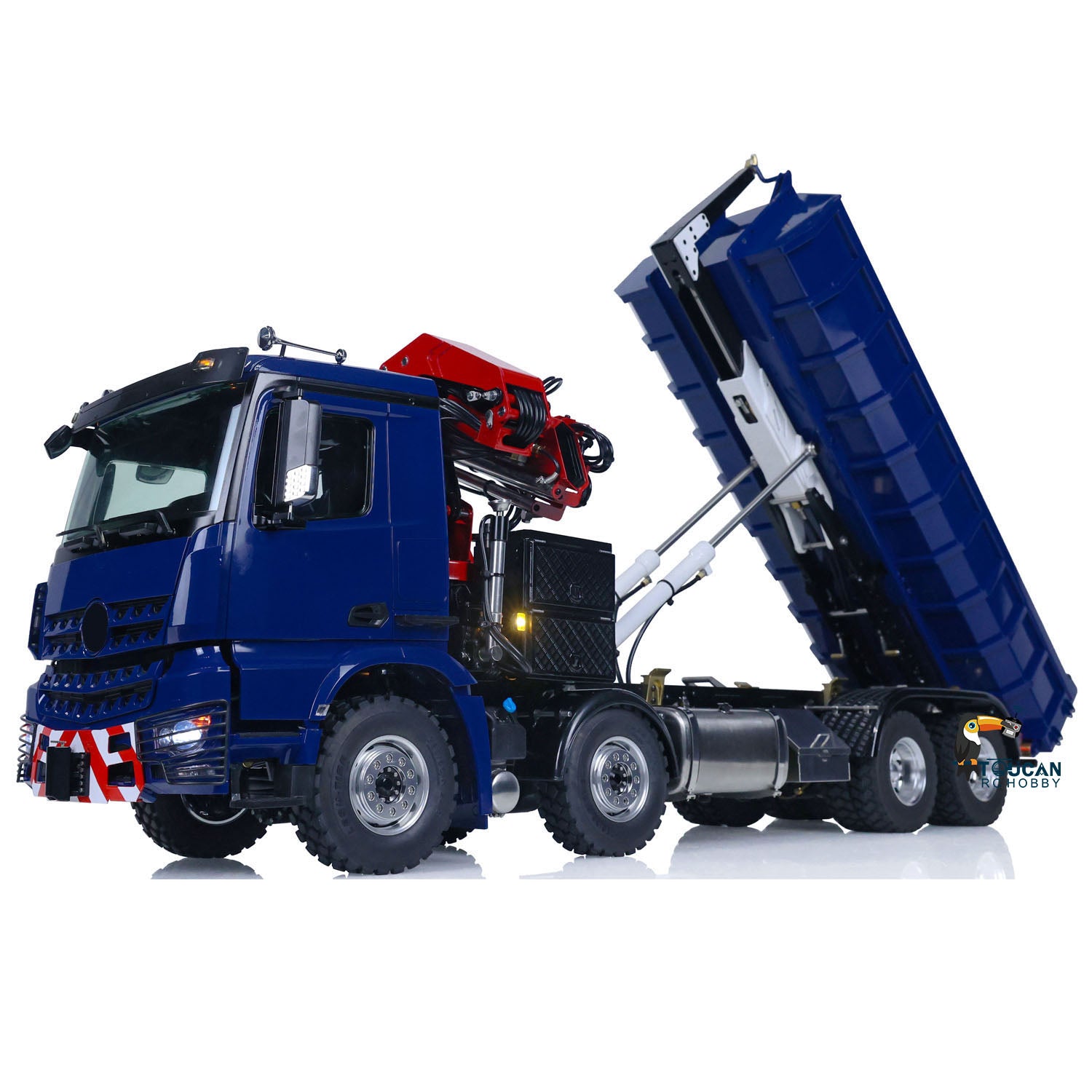 1/14 LESU RC 8x8 RTR Painted & Assembled Metal Hydraulic Crane Dumper Tipper Truck with Sound & Light System - Remote Control Construction Vehicle for Adults & Kids, Perfect for Outdoor Play, Construction Site Simulation & RC Hobby Collection