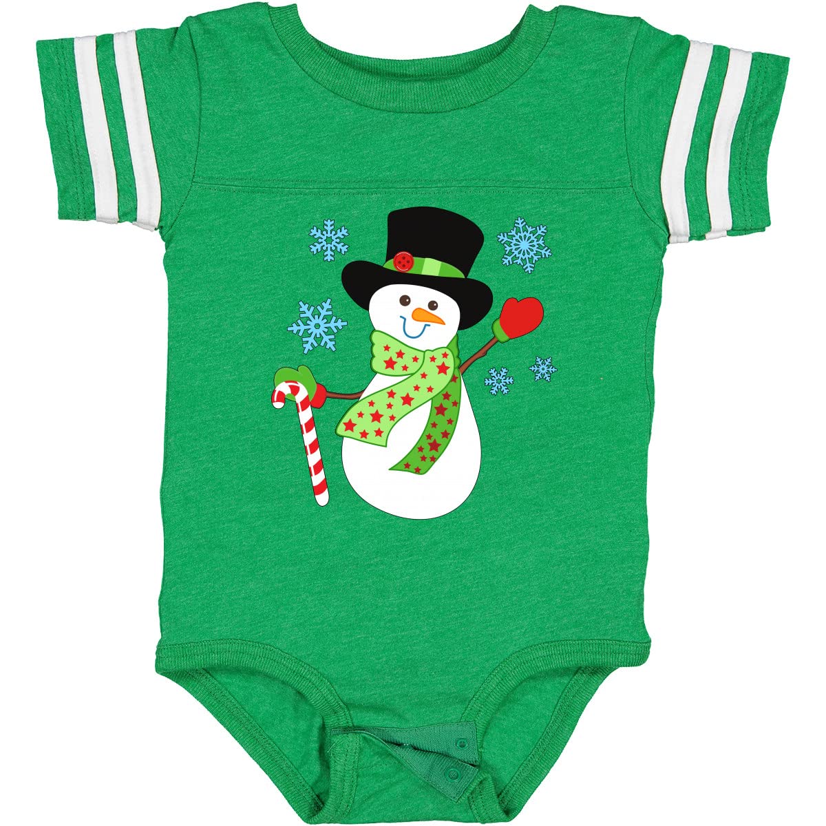 Inktastic Christmas Snowman in Top Hat with Candy Cane Baby Bodysuit - Cute Holiday Outfit for Infants & Toddlers - Perfect for Christmas Photos, Family Gatherings & Festive Celebrations