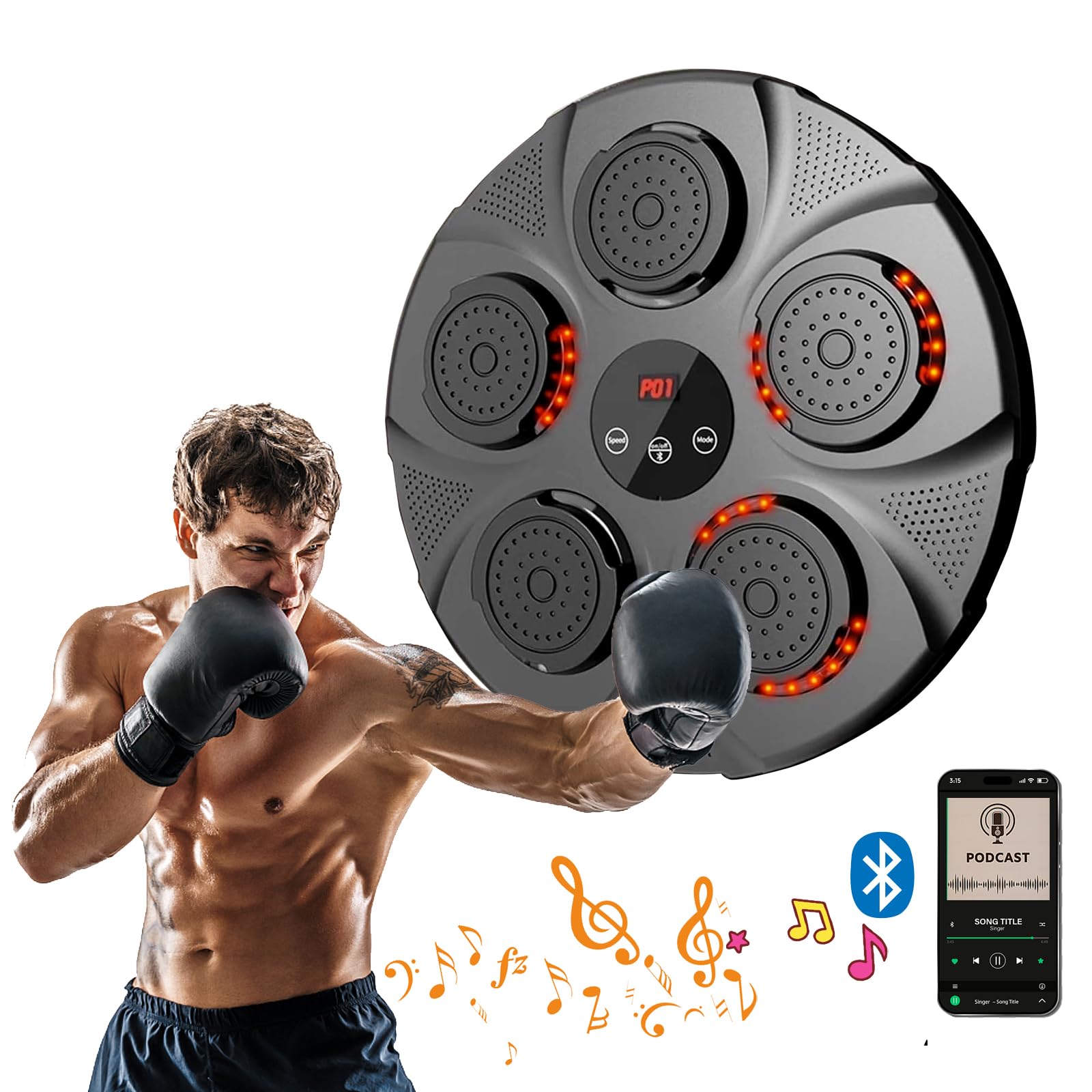QYYDWN Smart Bluetooth Music Boxing Machine - Wall Mounted Boxing Target with Intelligent Punching Game for Home Gym & Fitness Training | Perfect for Boxing Workouts, Stress Relief & Interactive Training