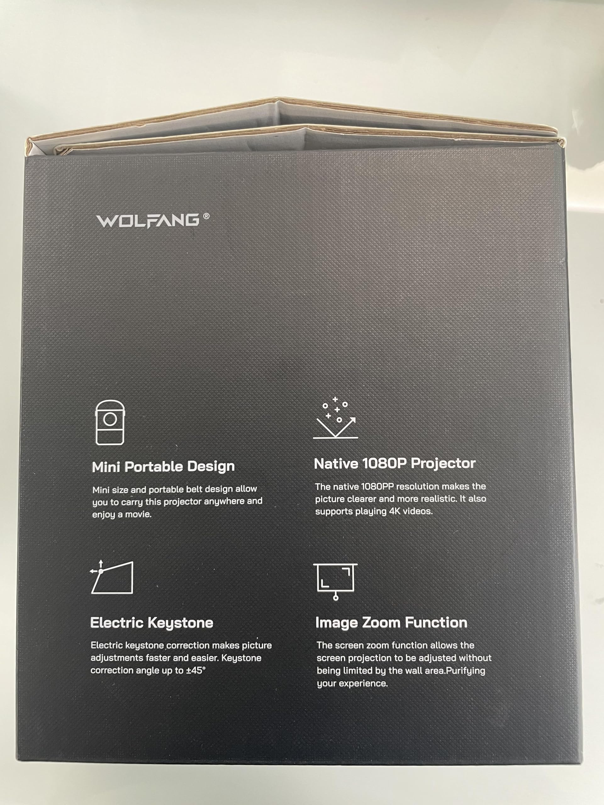 WOLFANG 4K Mini Projector - 15000L Portable Movie Projector with 5G WiFi & Bluetooth, 200
