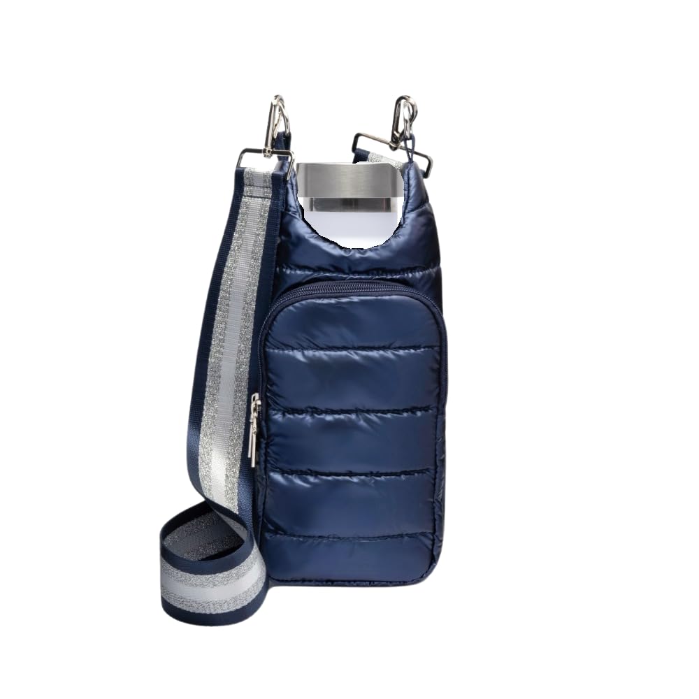 Quilted Water Bottle Holder with Strap - Insulated Tote for Hiking & Work