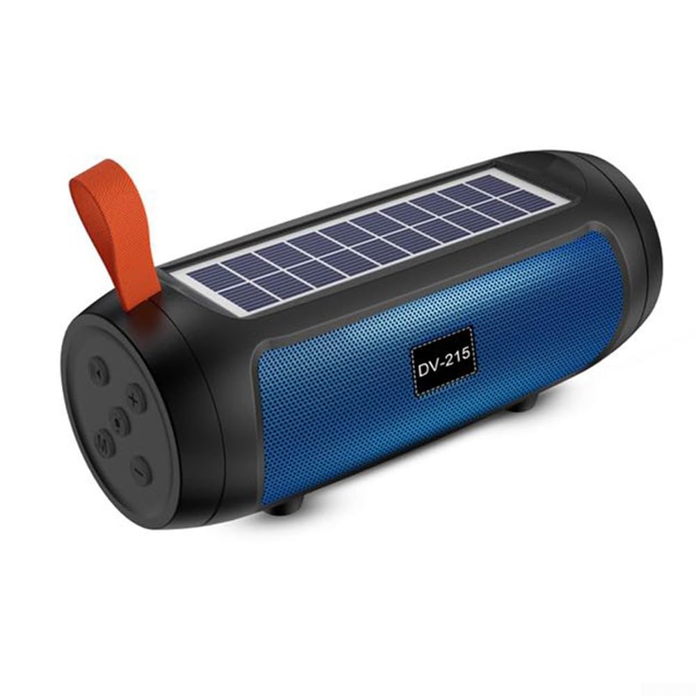 Portable Solar Bluetooth Speaker with Flashlight & Card Slot - Wireless Outdoor Boombox for Camping, Beach, Hiking (Blue)