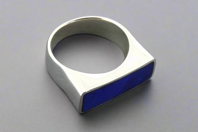 Sterling Silver Flat Lapis Ring for Women - Elegant Minimalist Jewelry for Everyday Wear, Gifts & Special Occasions