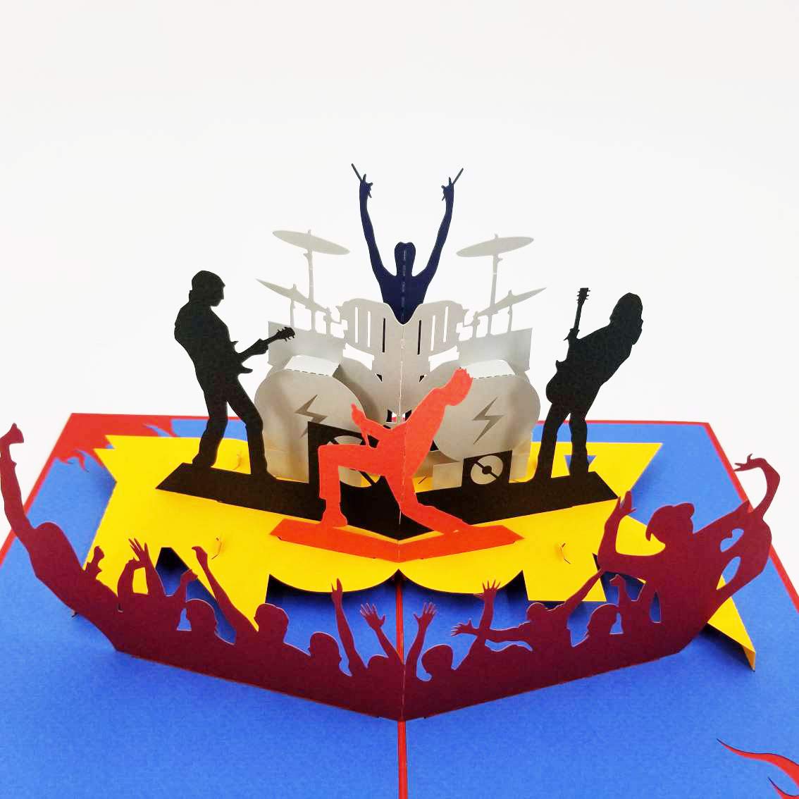 Rock Band Pop Up Birthday Card - 3D Music Greeting Card for Birthdays, Graduation, Retirement - Perfect Gift for Musicians, Music Teachers, Students & Band Members - Great for Celebrations & Special Occasions