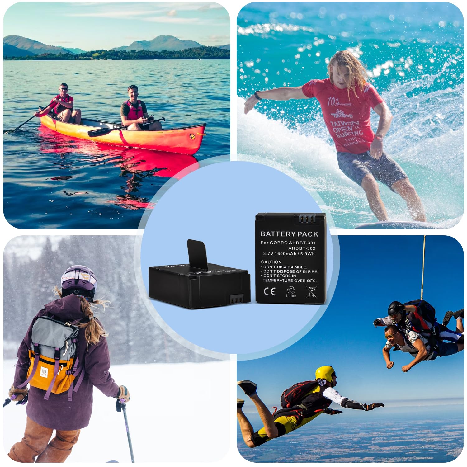 GoPro Hero 3 & Hero 3+ Replacement Battery 3-Pack with LCD Dual Charger - Compatible with AHDBT-301 & AHDBT-302 - Perfect for Outdoor Adventures, Travel Vlogging & Action Camera Enthusiasts