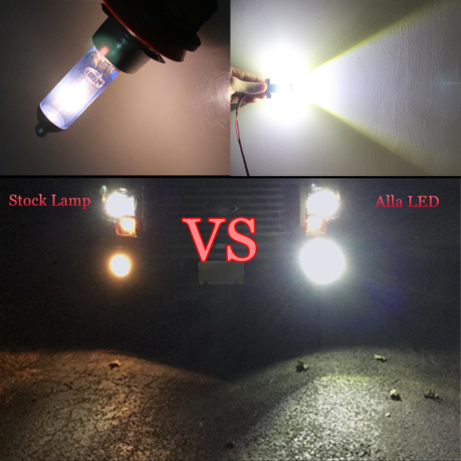 Alla Lighting 2400 Lumens 9006 HB4 LED Fog Light Bulbs - 6000K Xenon White Super Bright Fog Lamp Replacement for Cars, Trucks - Perfect for Night Driving & Off-Road Adventures