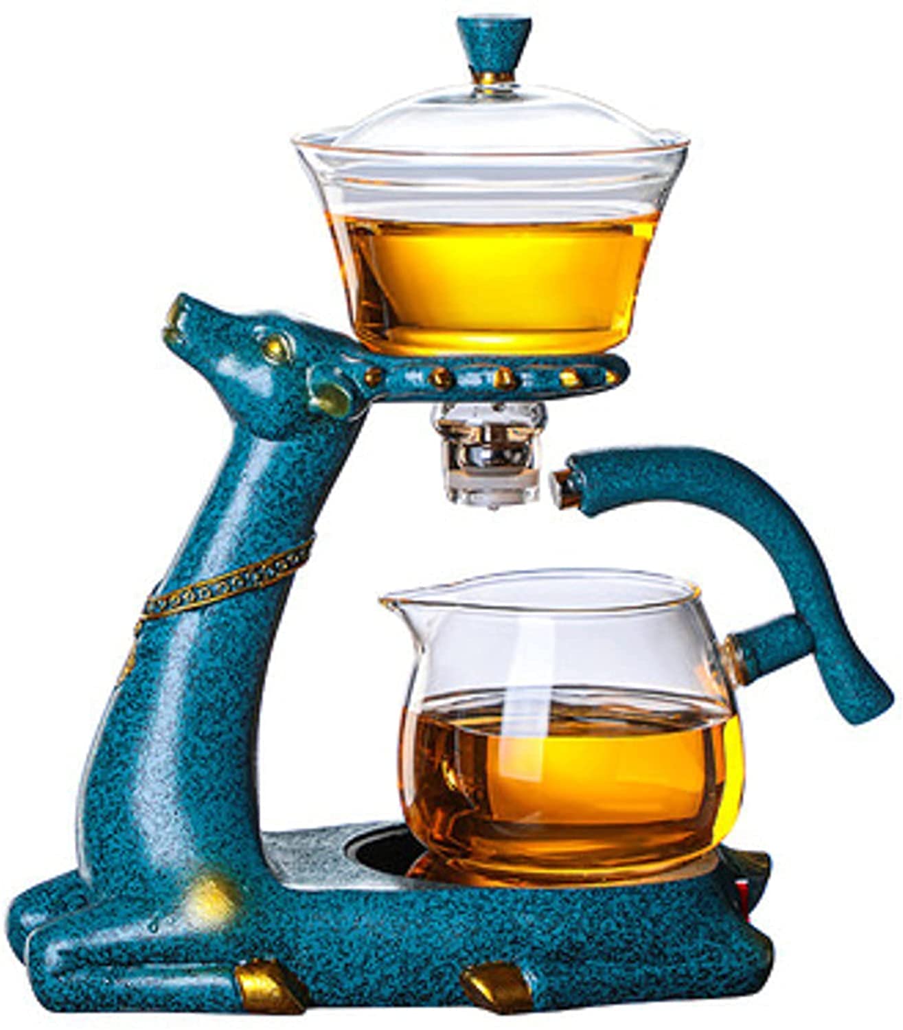 HCZS Insulated Automatic Glass Teapot Set with Magnetic Tea Infuser - Kungfu Style Loose Leaf & Blooming Tea Maker for Home, Office & Gift Use