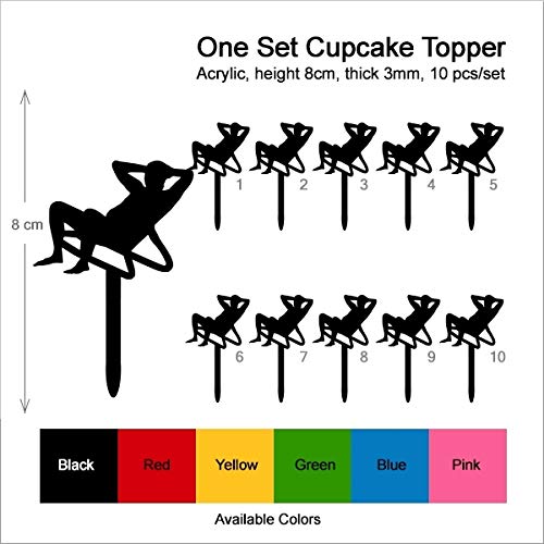 TA0934 Folding Beach Chair Silhouette Acrylic Cupcake Toppers - 10pcs for Party, Wedding & Birthday Decorations - Perfect for Beach Themed Events, Baby Showers & Summer Celebrations