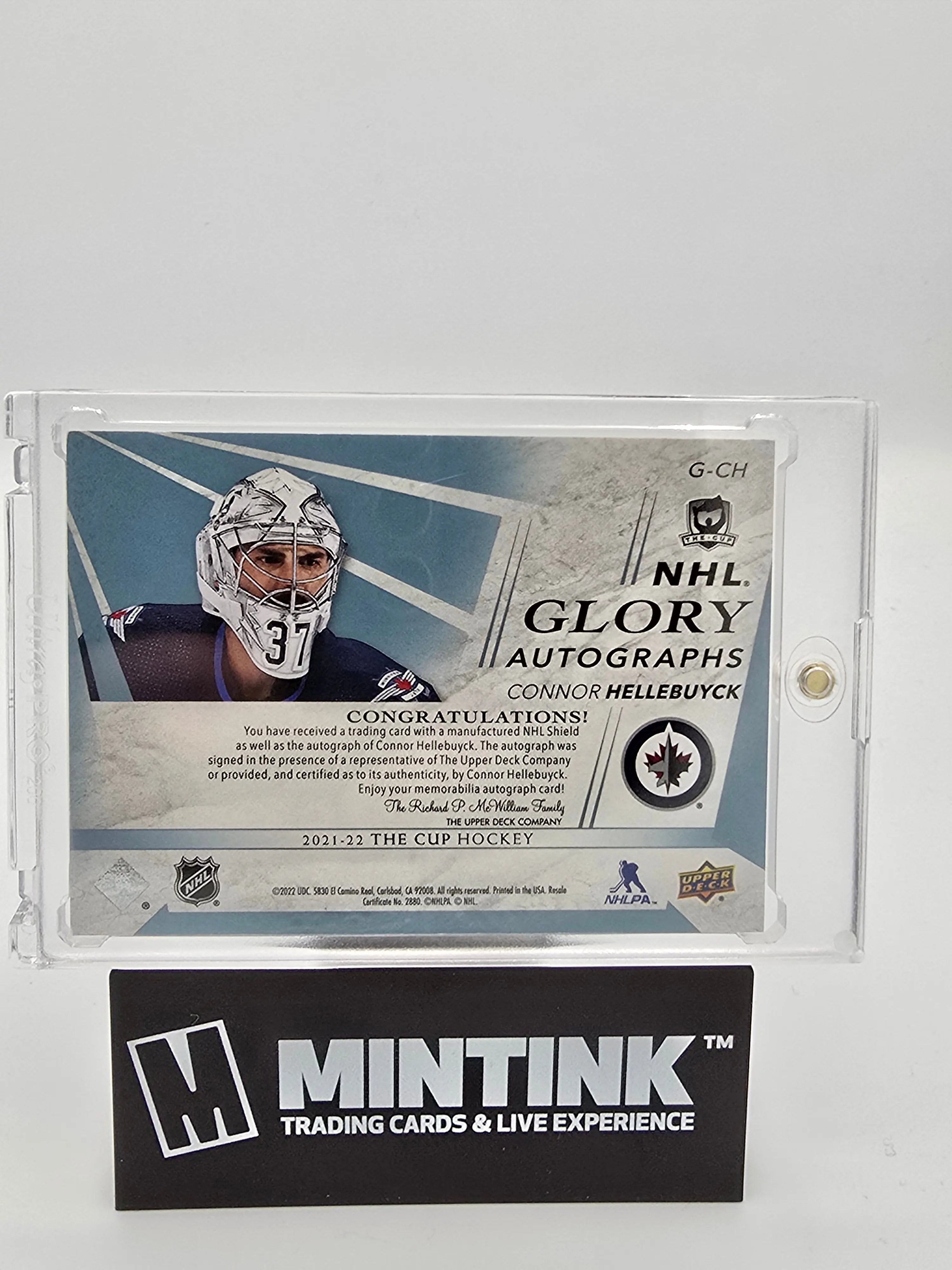 2021-22 Upper Deck The Cup Connor Hellebuyck NHL Shield Glory Autograph Hockey Card 01/10 #G CH - Perfect for NHL Collectors and Hockey Memorabilia Enthusiasts