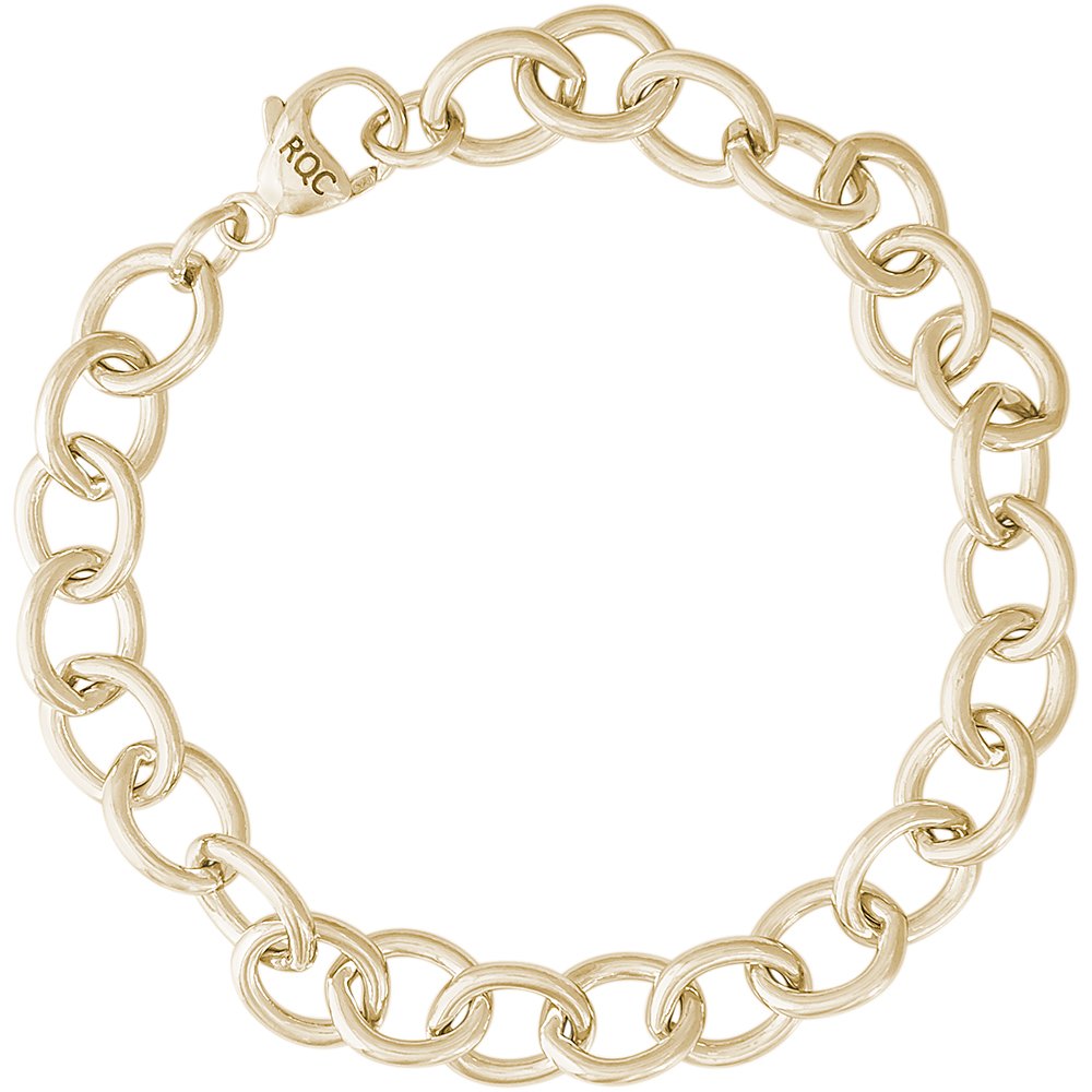 10K Yellow Gold Rolo Charm Bracelet for Women & Girls - Adjustable Chain Bracelet for Charms - Perfect for Gifts, Birthdays & Everyday Wear
