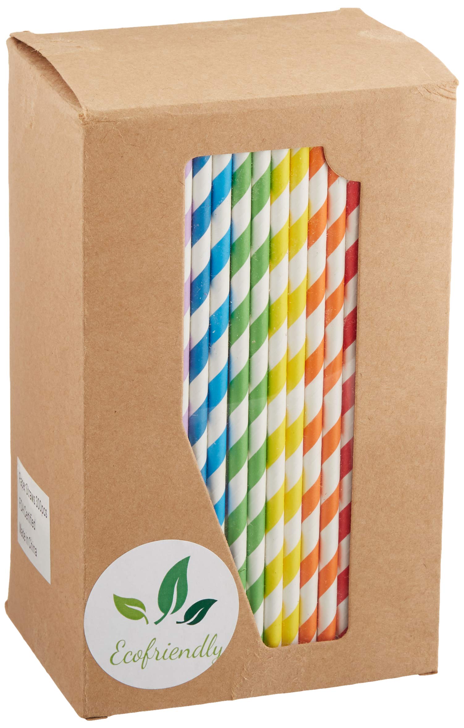Eco-Friendly Biodegradable Paper Drinking Straws - Bulk 300 Assorted Color Straws for Juices, Smoothies, Cocktails & Party Decorations | Perfect for Home, Cafes, Restaurants & Eco-Conscious Events