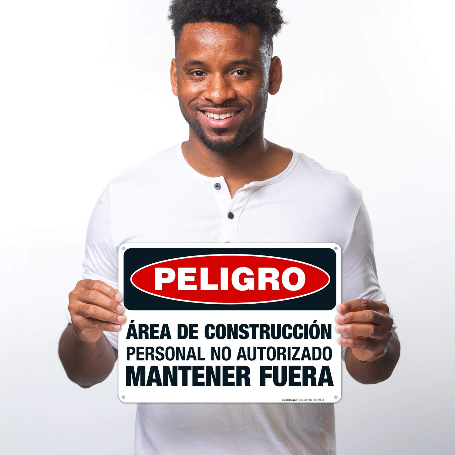 OSHA Danger Sign - Construction Area Unauthorized Personnel Keep Out Bilingual Sign (English/Spanish) | 10x14 Inch Rust-Free .040 Aluminum | Fade-Resistant for Indoor & Outdoor Use | Made in USA | Ideal for Construction Sites, Warehouses & Restricted Areas