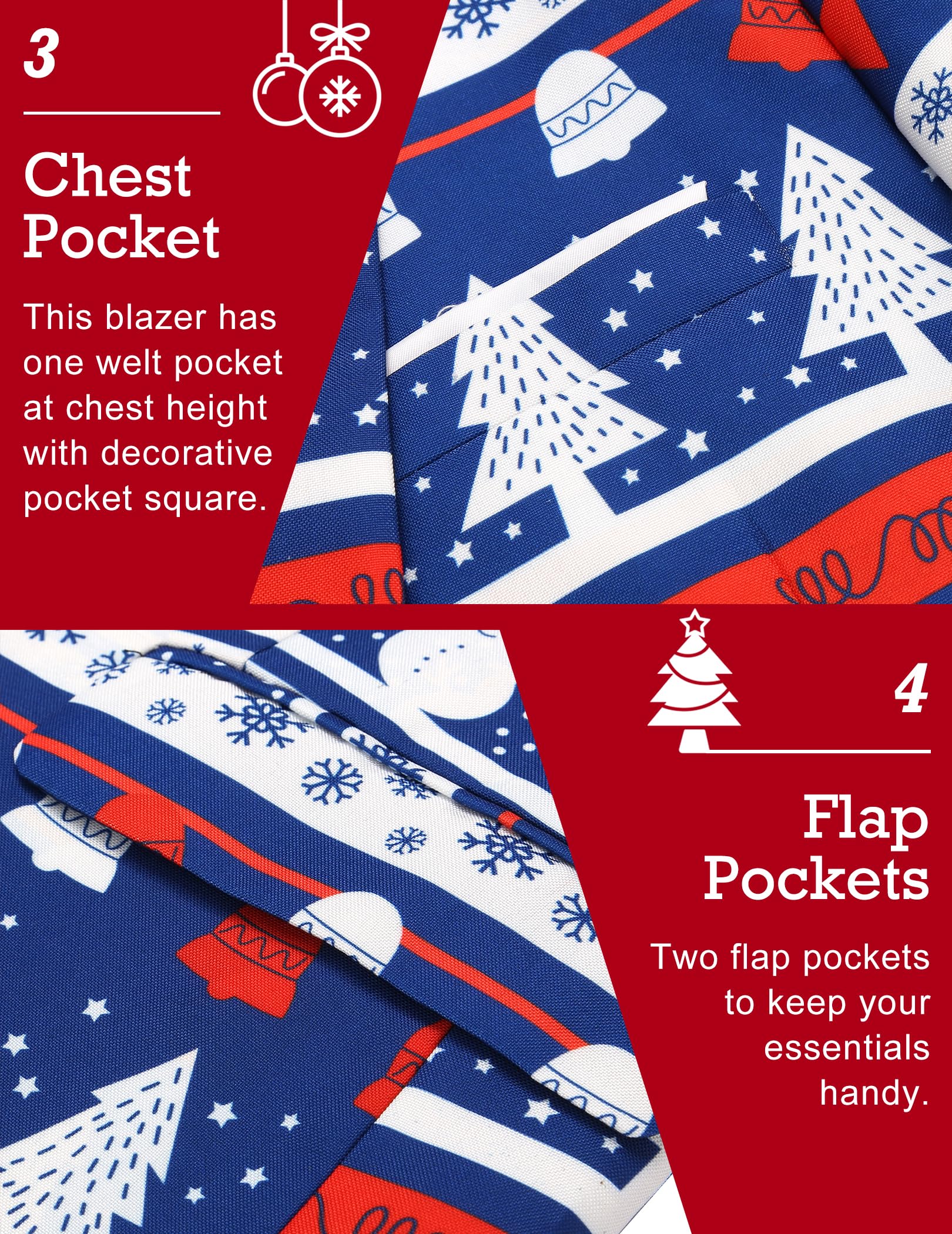 COOFANDY Men's Christmas Blazer - Holiday Party Jacket for Xmas & Halloween Events
