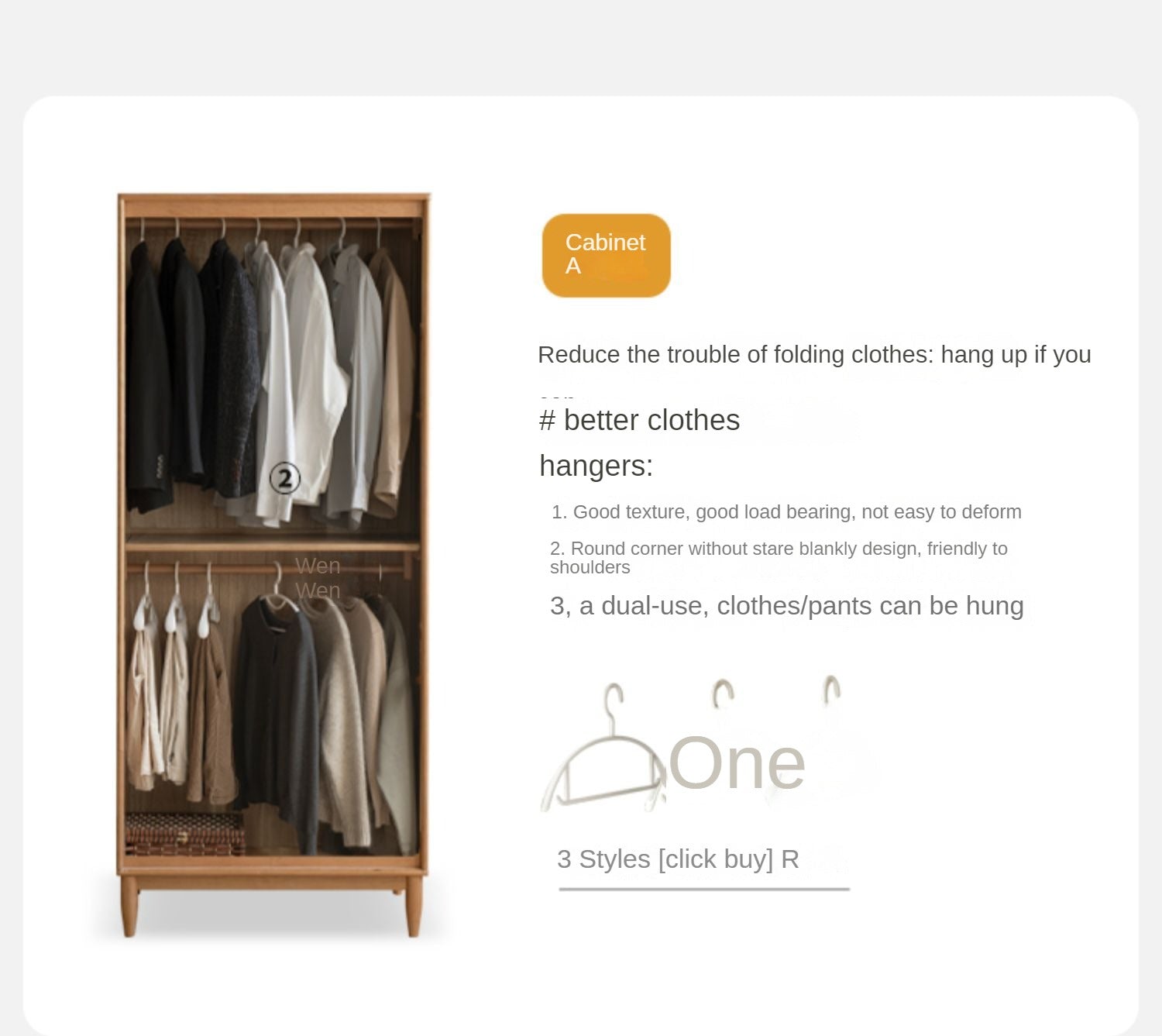 Solid Oak Wood Rattan Wardrobe - Stylish Storage for Bedroom, Living Room & Closet Organization