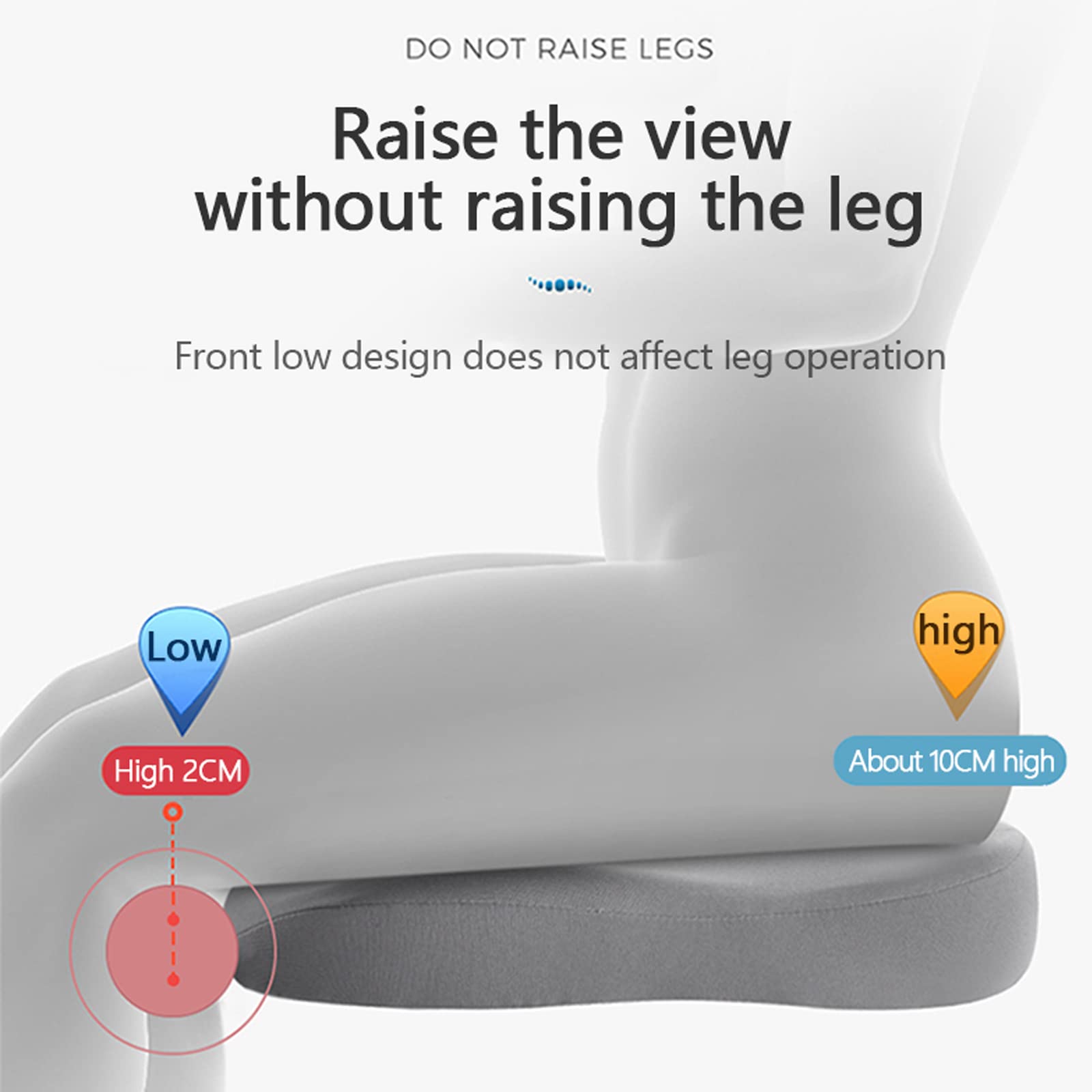 Portable Adult Car Booster Seat Cushion - Soft Height Adjuster for Driving, Office & Home Use, Increases Field of View by 10cm/3.9in, Gray - Ideal for Commuting, Road Trips & Errands