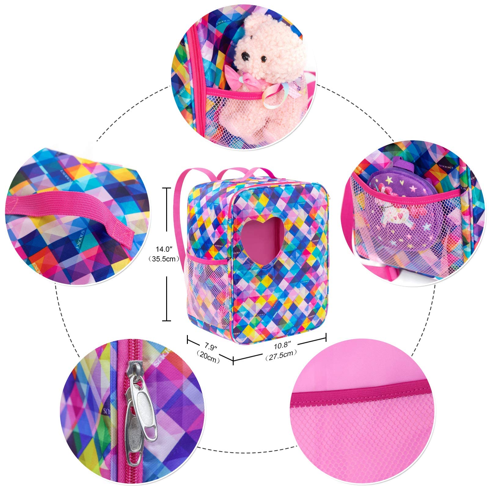 Ecore Fun 18 Inch Doll Accessories Set - 5 Piece Bundle with Clothes, Shoes, Sunglasses, Backpack & Toy Dog | Perfect for American Girl Dolls & Role Play | Great Gift for Kids Birthday & Pretend Play