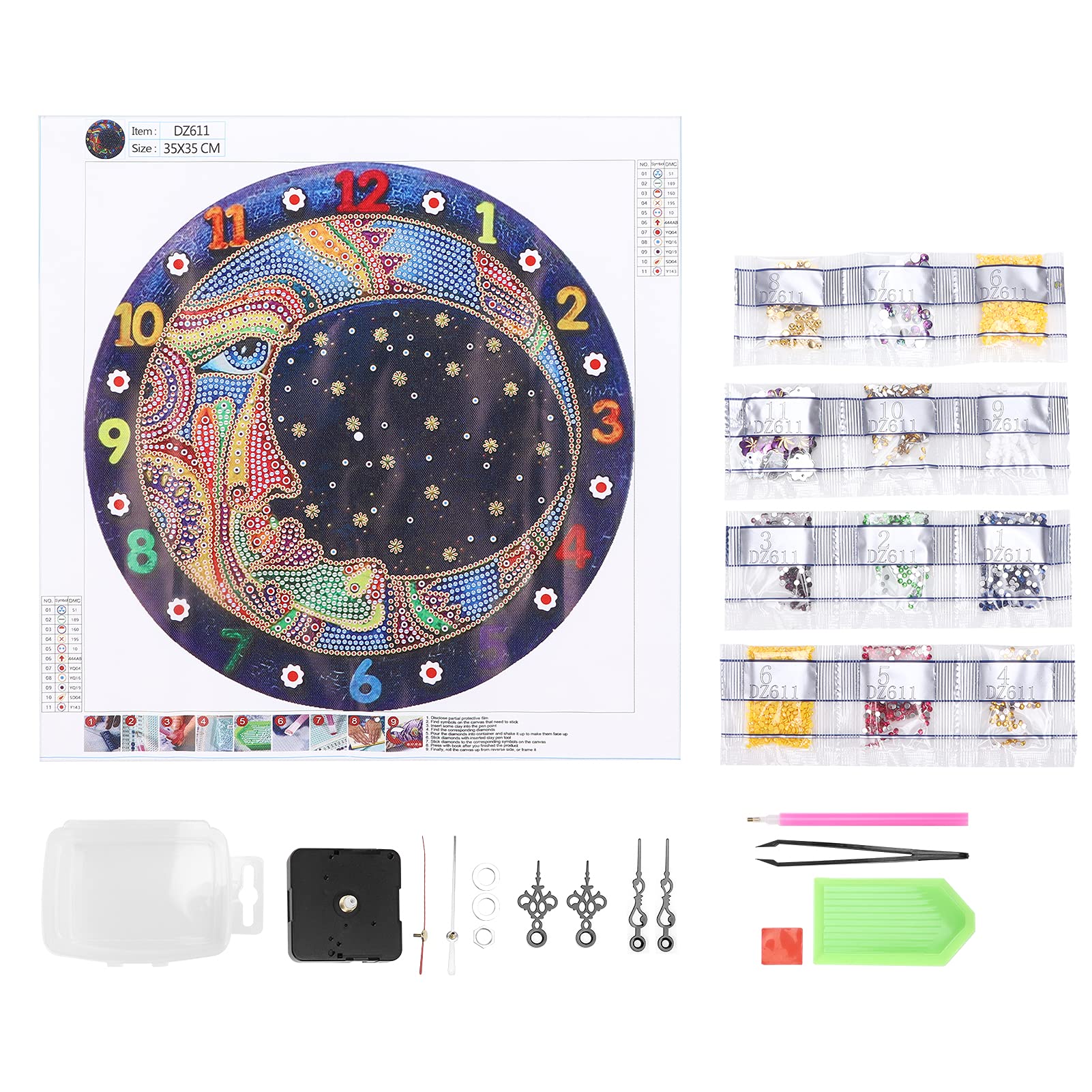 5D Rhinestone Painting Kit - DIY Diamond Art Clock Cross Stitch Craft for Home & Office Wall Decor | Perfect for Gifts, Relaxation & Creative Decorating