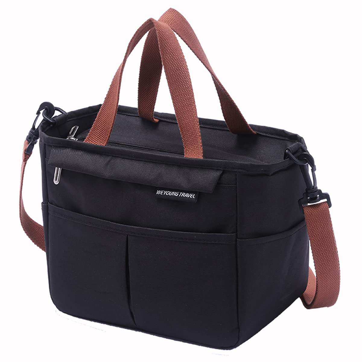 Insulated Lunch Bag for Women & Men with Shoulder Strap - Reusable Tote Cooler Lunch Box for Work, Office, Picnic, Travel & Outdoor Activities (Black) | Keeps Food Fresh & Cold for Hours