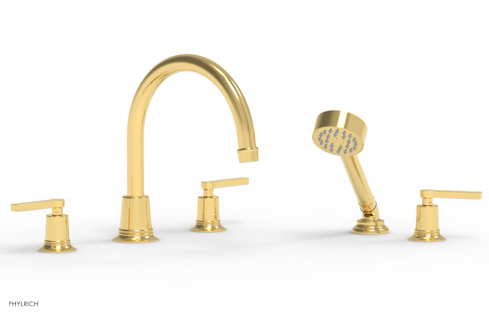 HEX MODERN Deck Mount Tub Faucet Set with Hand Shower and Lever Handles 501-51 - Perfect for Bathroom Renovation and Spa-Like Shower Experience