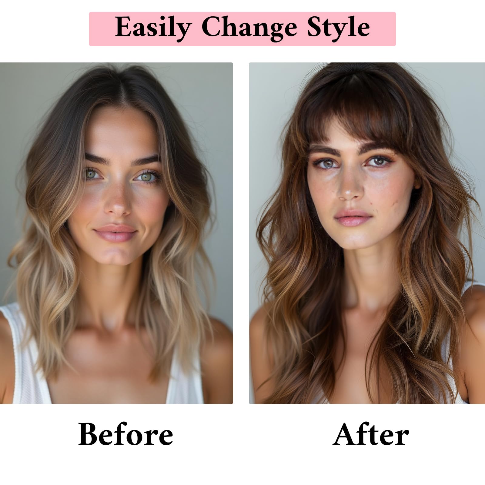 SEGO 100% Real Human Hair Toppers with Bangs - Silk Base 150% Density Clip-in Hairpiece (2.7”x5.1”) for Women with Thinning Hair & Hair Loss - Covers Gray Hair - Perfect for Daily Wear, Special Occasions & Hair Volume Enhancement
