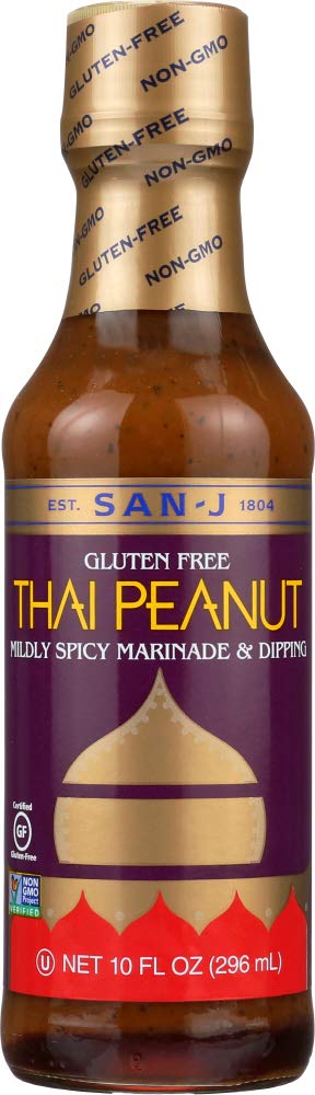 San-J Thai Peanut Cooking Sauce - 24 Pack (10 Oz Each) | Gluten-Free Stir Fry & Marinade Sauce for Asian Dishes, Noodles & Spring Rolls