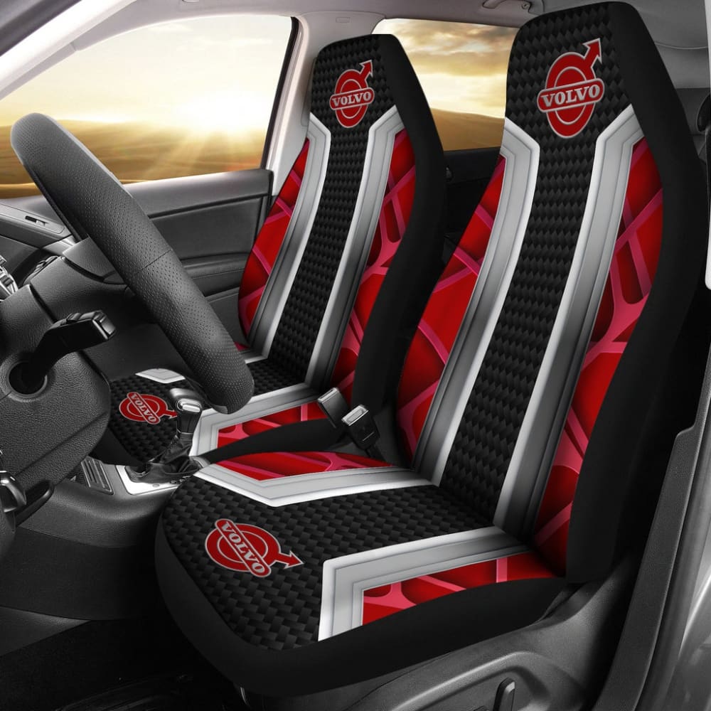 Premium Volvo Red & Black Themed Printed Car Seat Covers - Universal Fit for XC90, XC60, S90 - Durable & Stylish Interior Upgrade for Daily Commute & Road Trips