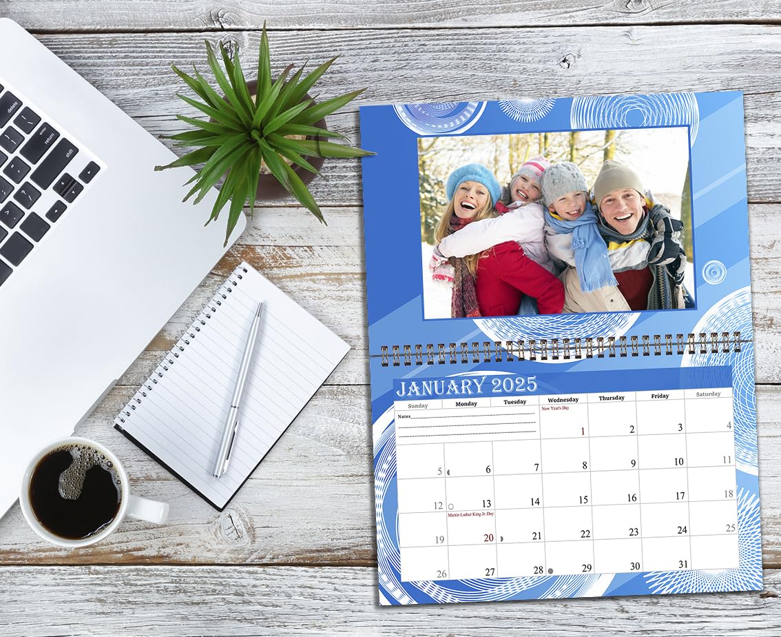 2025 Custom Photo Frame Wall Spiral Calendar - Personalized 12 Month Desktop & Wall Planner with Spiral Binding (Add Your Own Pictures) - Perfect for Home Office Decor, Gift Idea & Family Memory Keeping (Edition #002)