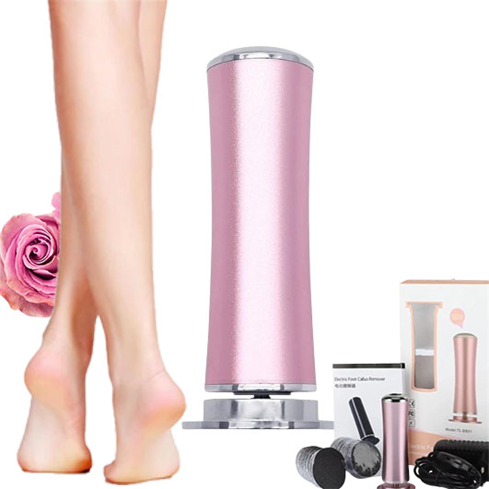Dermave Electric Foot Callus Remover & Polisher - 360° Rotation Pedicure Tool for Smooth Feet - Pink Foot Grinder for Home Pedicure & Spa Care