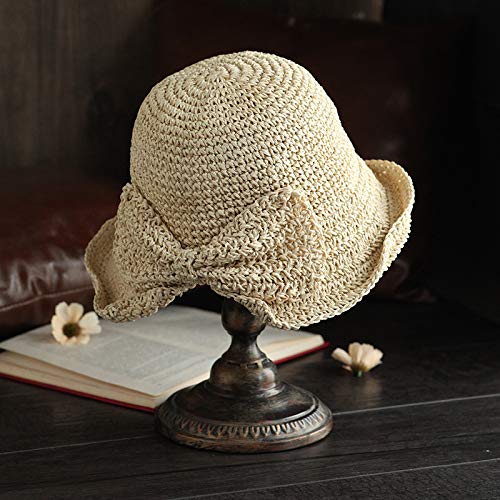 Women's Wide Brim Straw Sun Hat with Bow - UPF 50+ UV Protection Summer Beach Hat for Outdoor, Travel & Vacation - Floppy Raffia Panama Bucket Hat for Ladies (Color: 5)