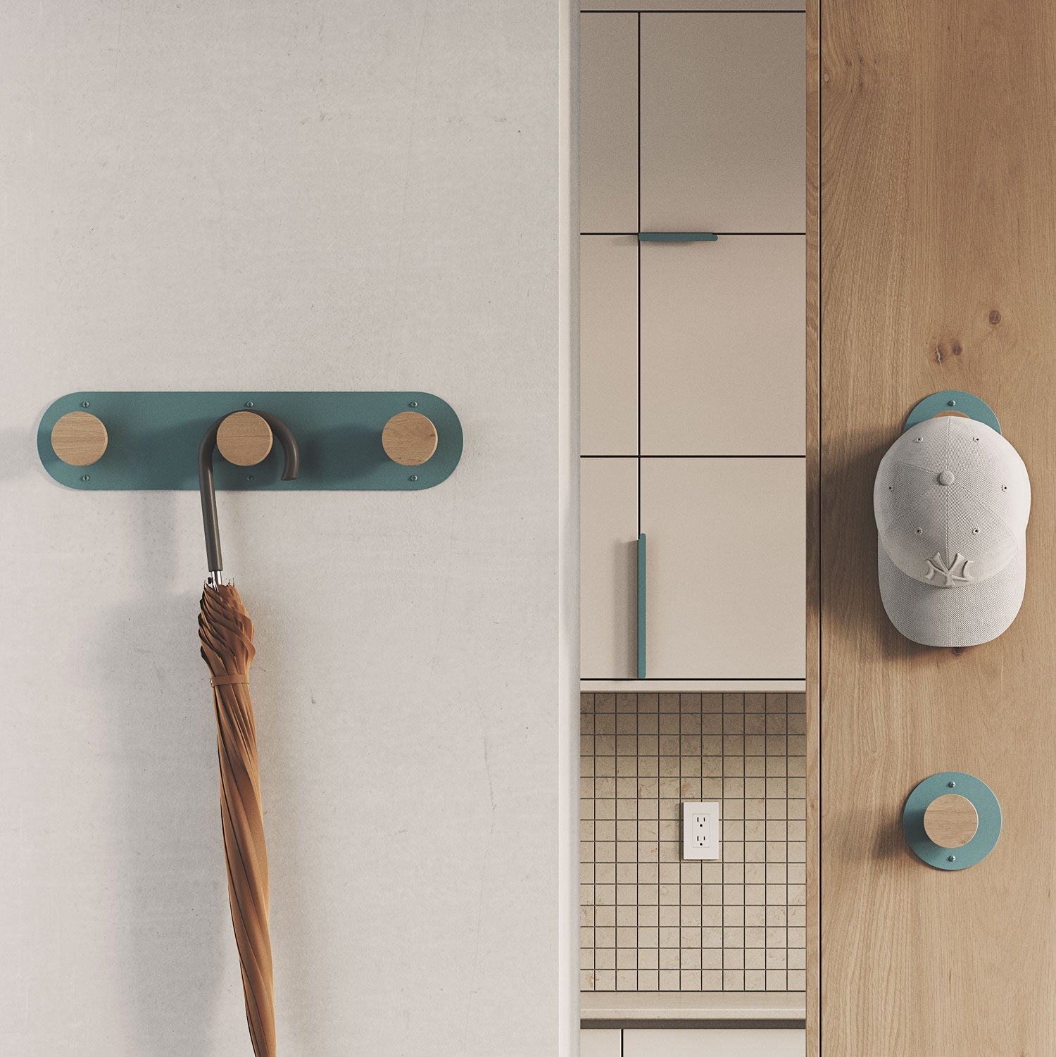 Runda 5-Hook Wall Mounted Coat Rack - Space Saving Entryway Organizer for Hats, Jackets & Bags | Perfect for Hallway, Bedroom & Mudroom Organization
