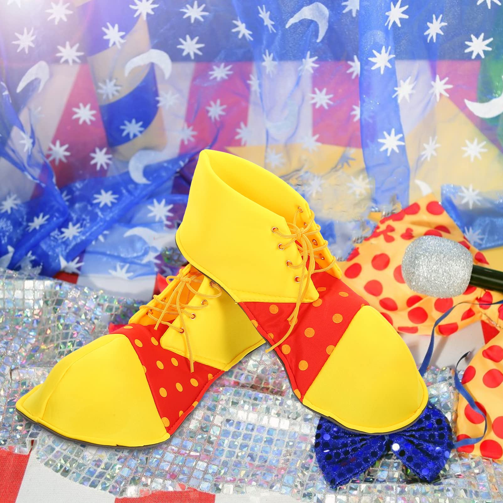 Halloween Clown Shoes - Bright Yellow & Red Costume Accessories for Cosplay, Masquerade Parties & Halloween Events | Fun Party Favors & Carnival Footwear