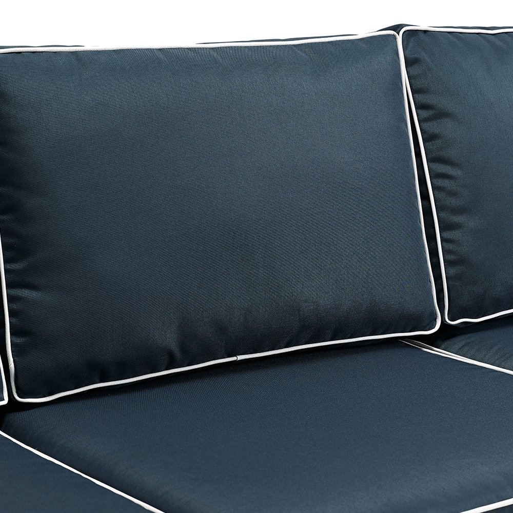 Crosley Bradenton 5-Piece Outdoor Wicker Sofa Set with Navy Cushions - Patio Furniture Conversation Set for Porch, Deck & Backyard (Brown)