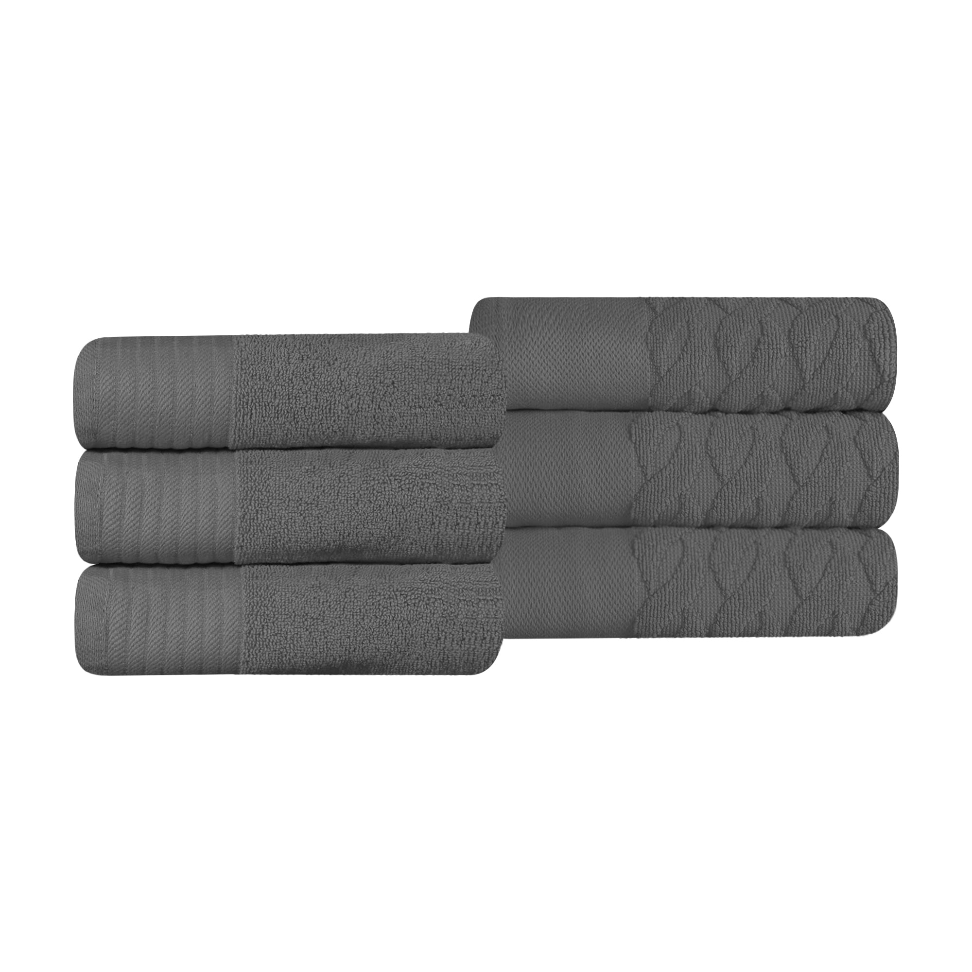 Premium 6-Piece Turkish Cotton Jacquard Herringbone Hand Towel Set - Soft & Absorbent Bath Towels for Spa, Guest Bathroom, and Luxury Home Decor