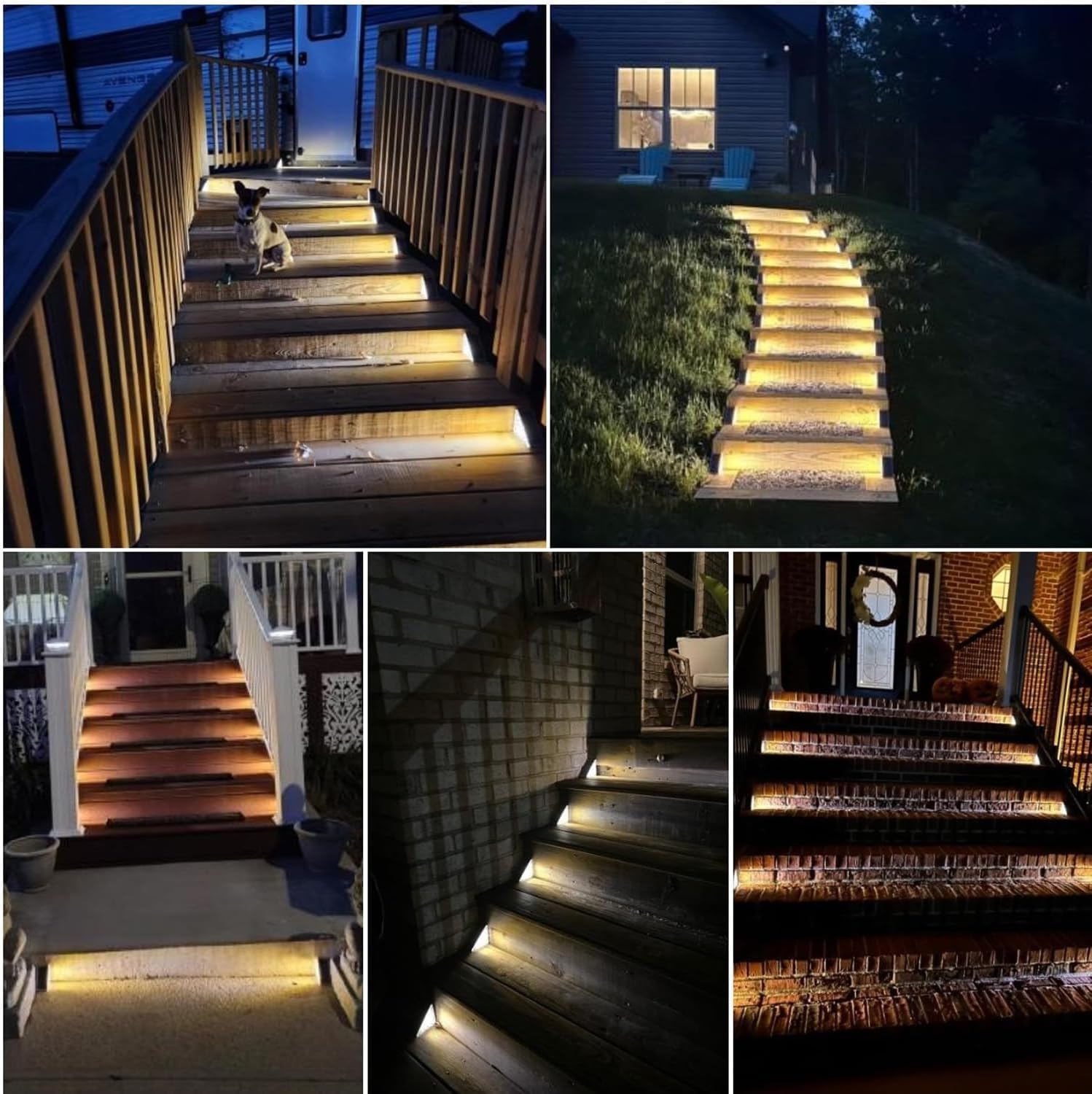 Solar LED Waterproof Step Lights Outdoor - 2 Pack White Deck Stair Lights for Patio, Yard, Porch, Front Door | Weatherproof Pathway Lighting for Home Safety & Curb Appeal