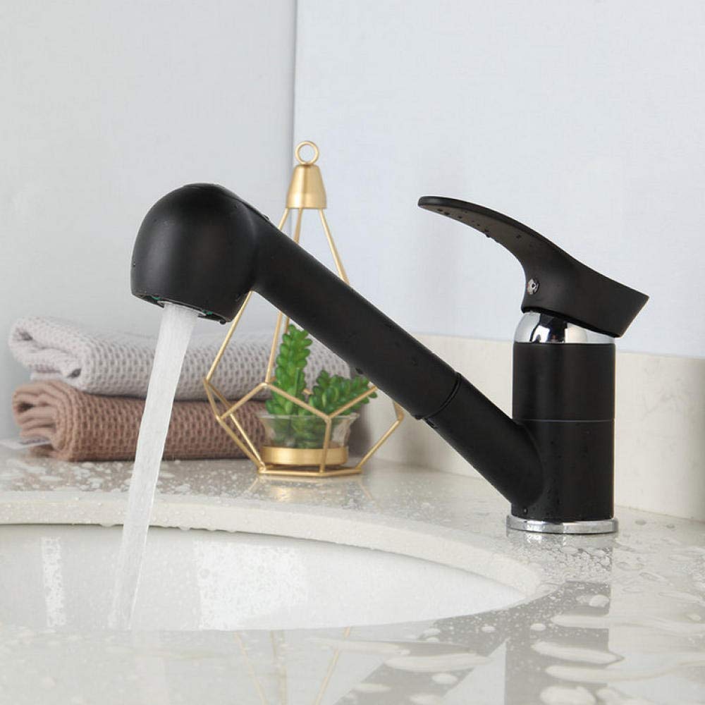 Black Single Handle Deck Mounted Kitchen Sink Faucet with Pull-Out Sprayer and 360° Swivel Spout - Perfect for Modern Kitchens, Dishwashing, and Food Prep