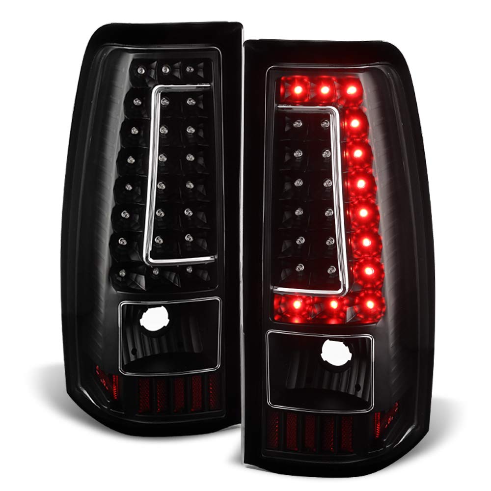 ACANII Black LED Strip Tail Lights Lamps Assembly for 1999-2002 Chevy Silverado 1500 2500 3500 & GMC Sierra - Left+Right Pair - Upgrade Your Truck's Style & Safety at Night