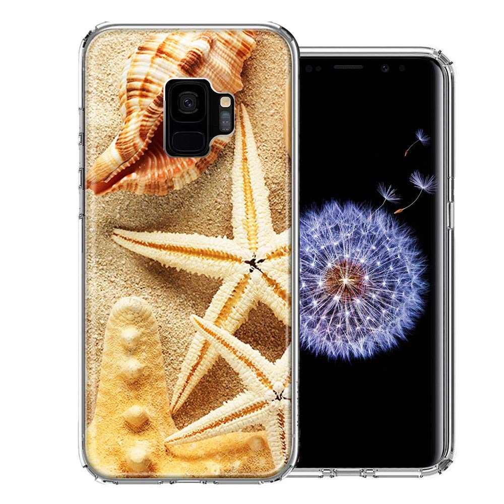 Samsung Galaxy S9 Phone Case - Sand Shells Starfish Design Double Layer Protective Cover for Shock Absorption | Perfect for Beach, Vacation & Outdoor Activities