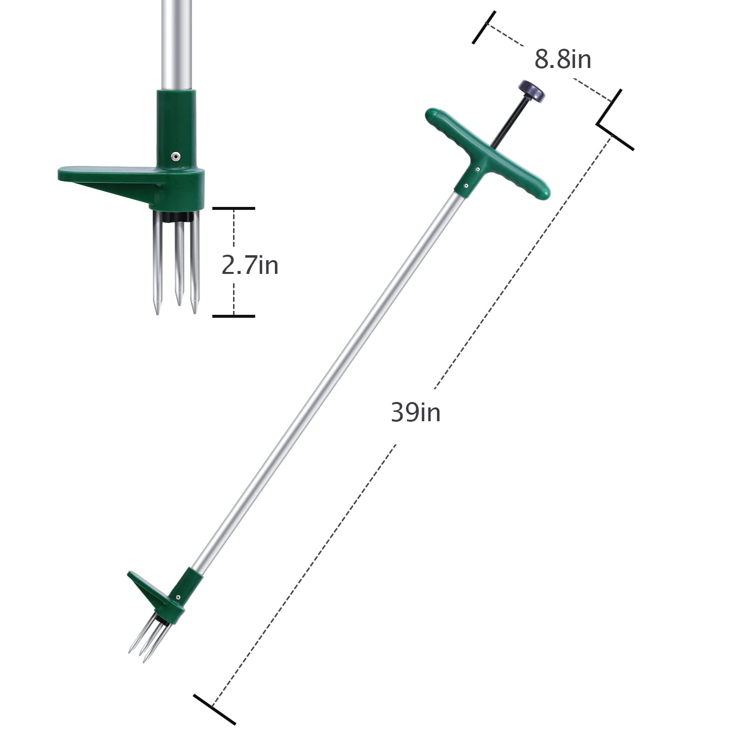 Ohuhu Stand-Up Weed Puller Tool with Long Handle - Stainless Steel 3-Claw Weed Remover for Easy Gardening - Detachable Design for Effortless Weed Removal Without Bending or Kneeling - Perfect for Seniors, Elderly & Back Pain Sufferers - Great for Lawn, Garden & Yard Maintenance