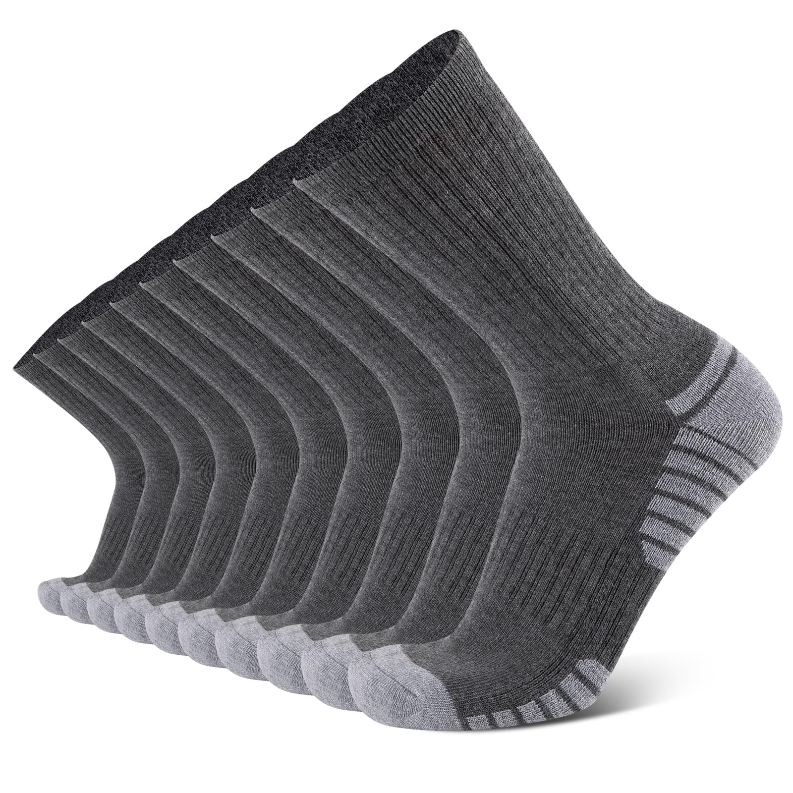 COOVAN 8 Pairs Men's Athletic Crew Socks - Moisture Wicking Cushioned Work Socks for Running, Hiking & Gym - 8 Pack Breathable Comfort Socks for Daily Wear & Sports Activities